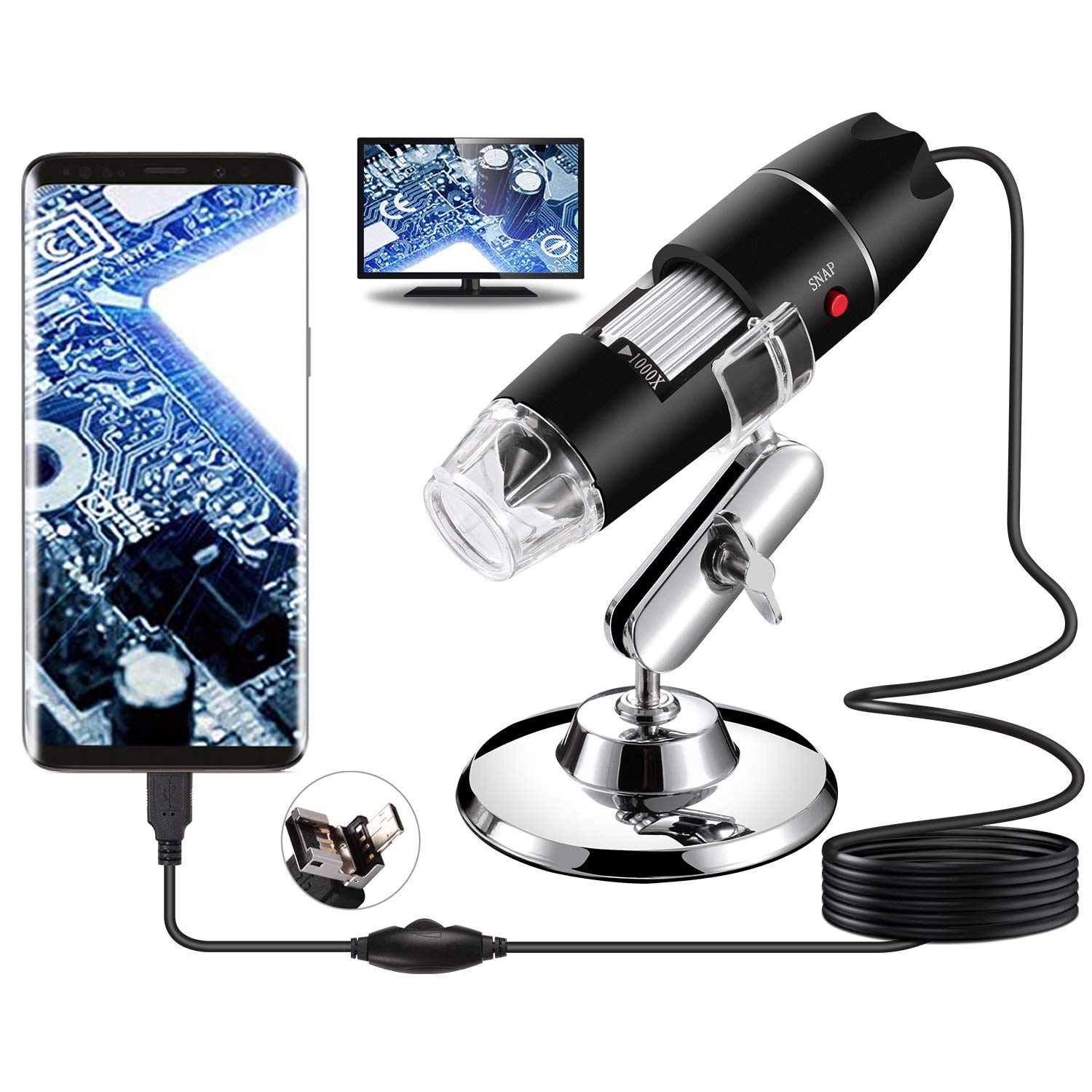 Digital Camera Microscope Micro Photo Zoom 40x To 1000x 1080P With LED Light Optional Stand Abron AB-14Z 